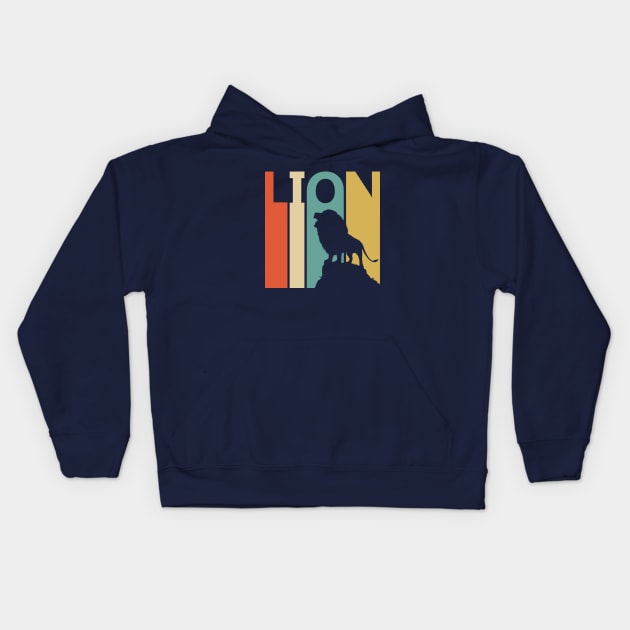 Vintage Retro Wild Lion Gift Kids Hoodie by GWENT